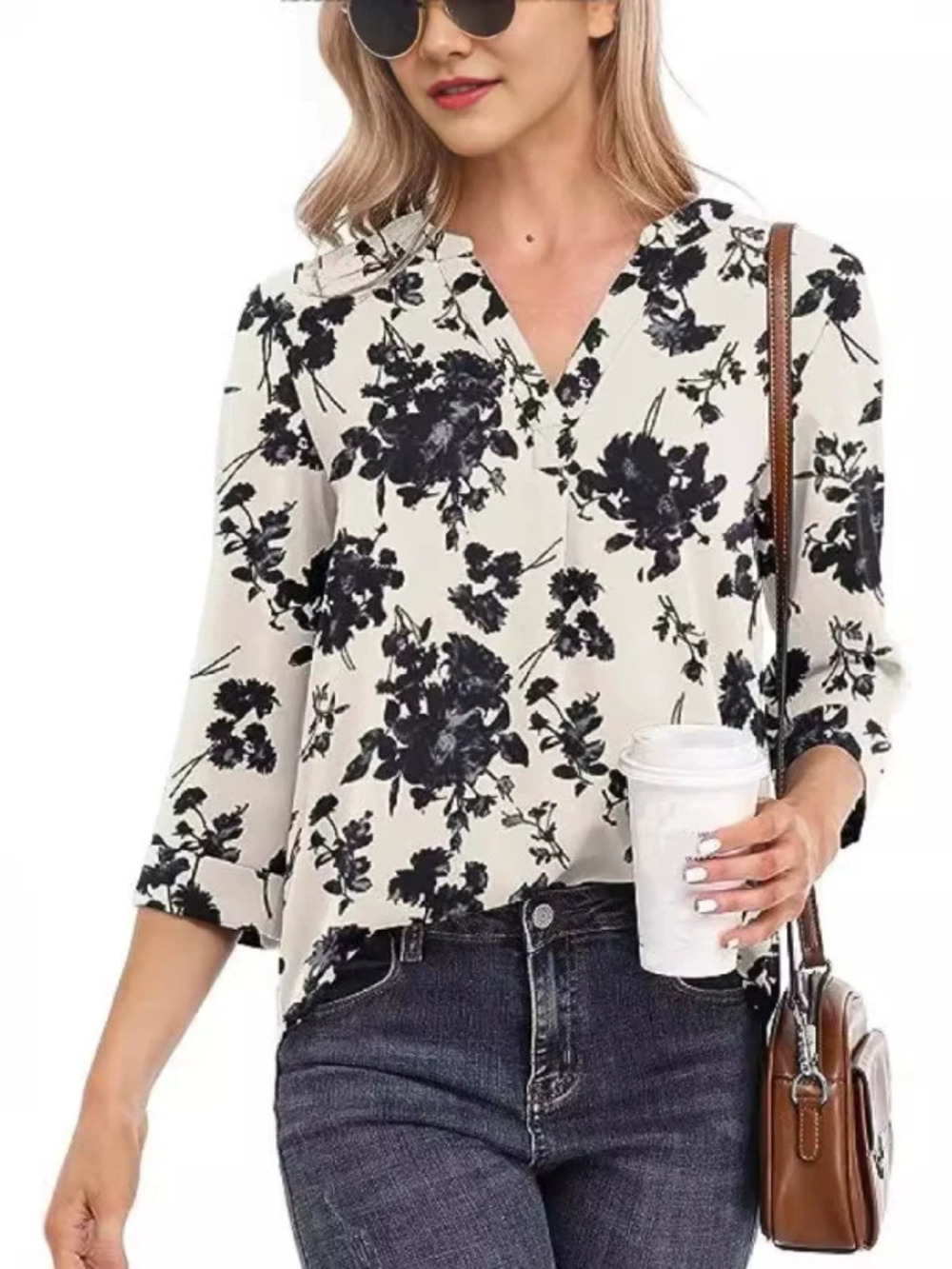 ZARA Printed Collar Mid Length Sleeve Shirt
